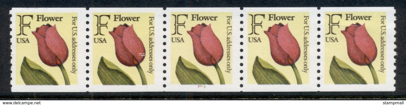 USA 1991 Sc#2518 Flower Coil Str 4 P#2222 MUH - Ruedecillas (Números De Placas)