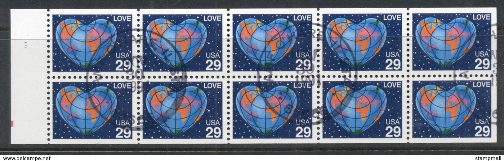 USA 1991 Sc#2536 Love Globe Booklet Pane FU - Altri & Non Classificati