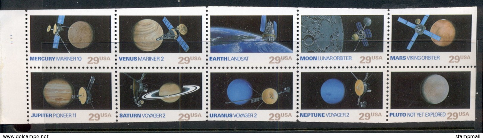 USA 1991 Sc#2568-77 Space Exploration Booklet Pane ERROR, Miscut MUH - Other & Unclassified