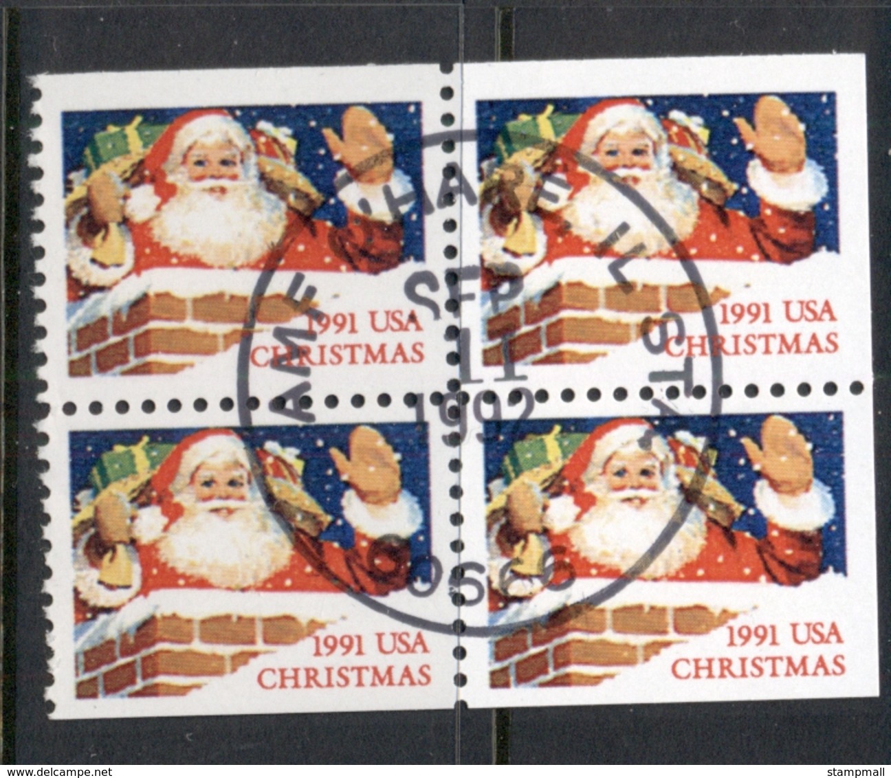 USA 1991 Sc#2581 Xmas Santa In Chimney Booklet Pane 4 FU - Sonstige & Ohne Zuordnung