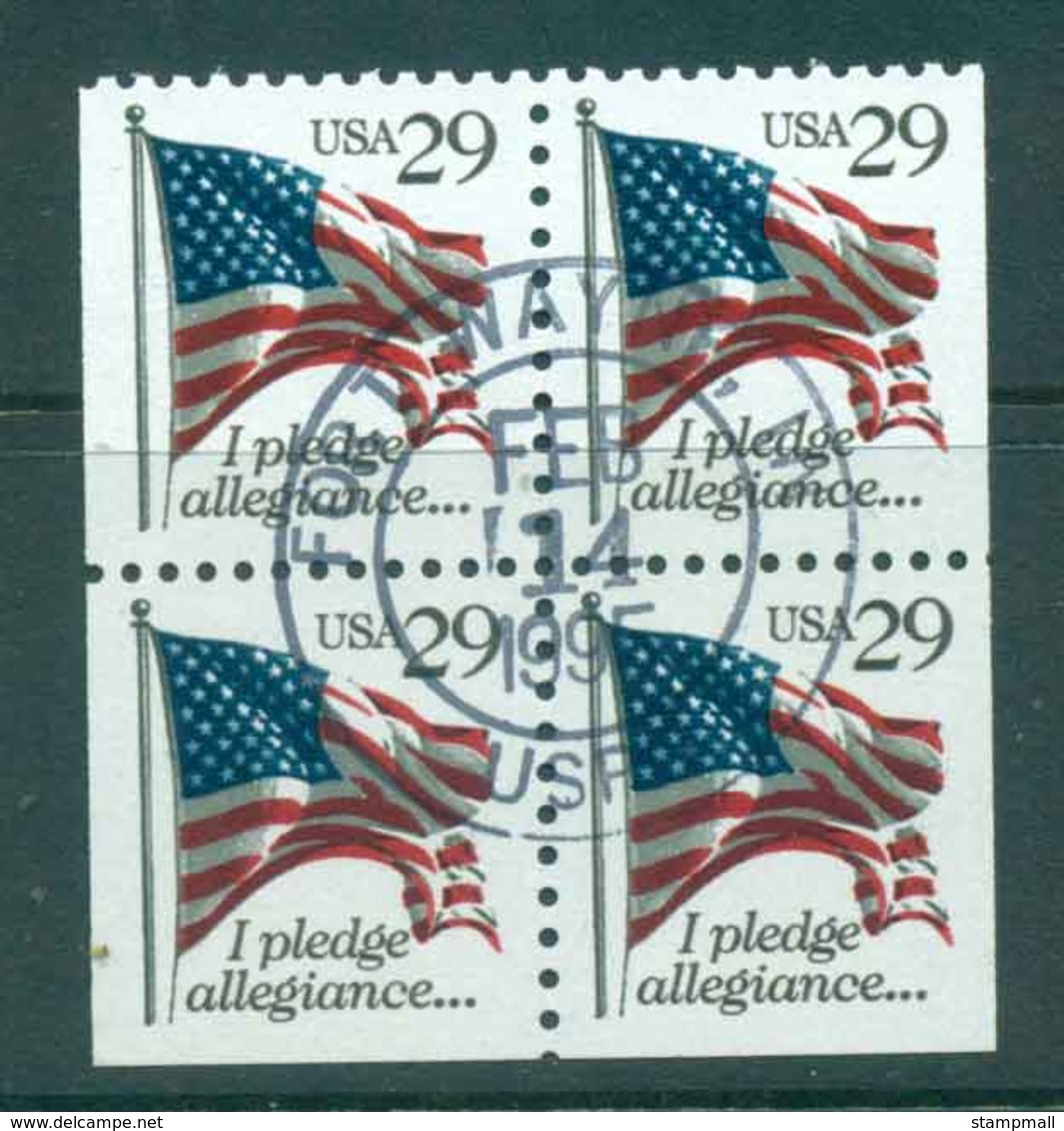 USA 1992 Sc#2593B Flag & Pledge P11x10 Ex Booklet Blk 4 FU Lot47677 - Autres & Non Classés