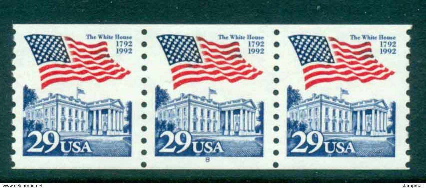 USA 1992 Sc#2609 29c Flag Over White House Coil P#8 Tr 3 MUH Lot47534 - Roulettes (Numéros De Planches)