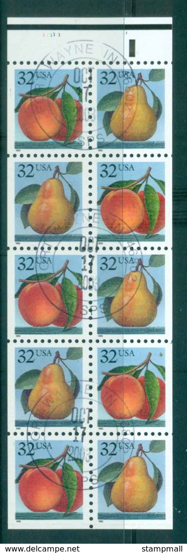 USA 1995 Sc#2487-8 32c Peach,Pear P#11111 Booklet Pane FU Lot48004 - Other & Unclassified