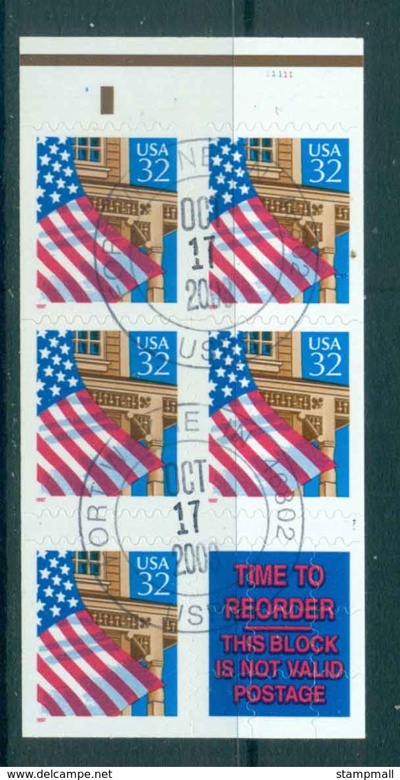 USA 1996 Sc#2921d 32c Flag Over Porch Booklet Pane Die Cut 9.8 FU Lot48245 - Sonstige & Ohne Zuordnung