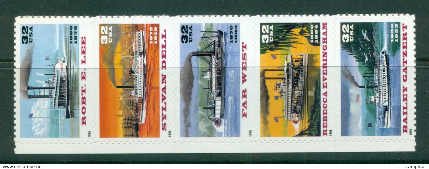 USA 1996 Sc#3091-95 Riverboats Str 5 MUH Lot55674 - Andere & Zonder Classificatie