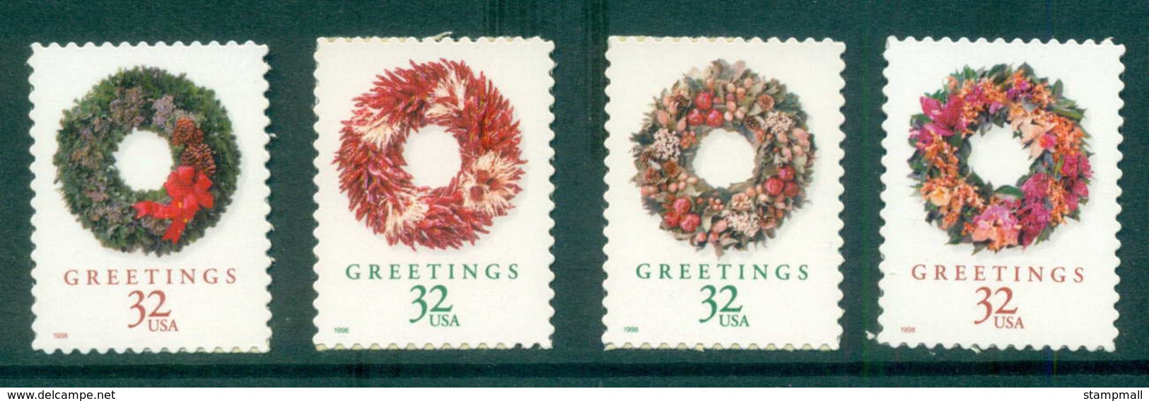 USA 1998 Sc#3249-52 Xmas Wreaths 23x30mm MUH Lot55826 - Sonstige & Ohne Zuordnung