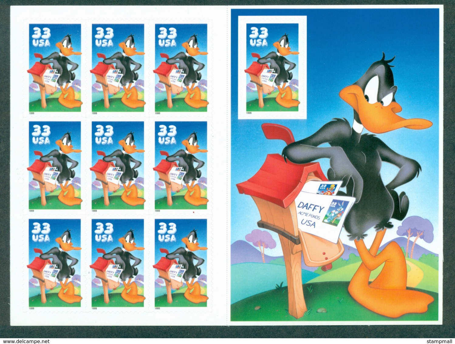 USA 1999 Sc#3306 Daffy Duck Pane 10 MUH Lot33749 - Volledige Vellen