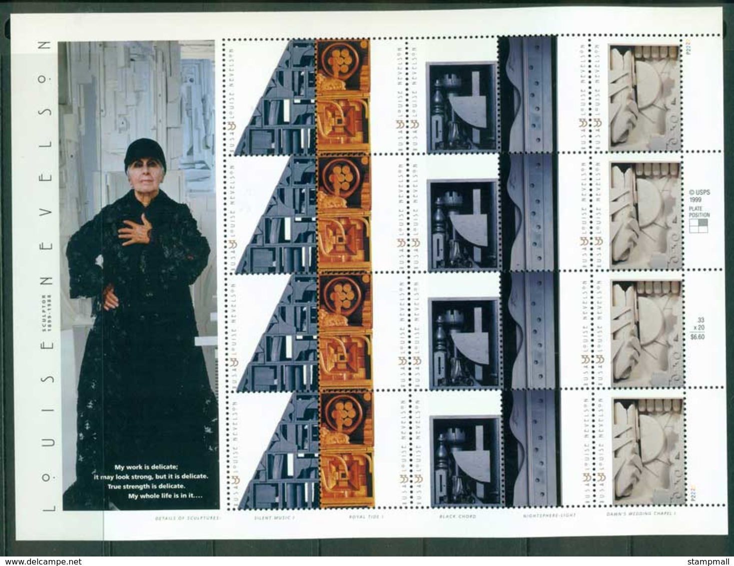 USA 2000 Sc#3379-83 Louise Nevelson Sculptor Sheetlet MUH (lot23244) - Andere & Zonder Classificatie