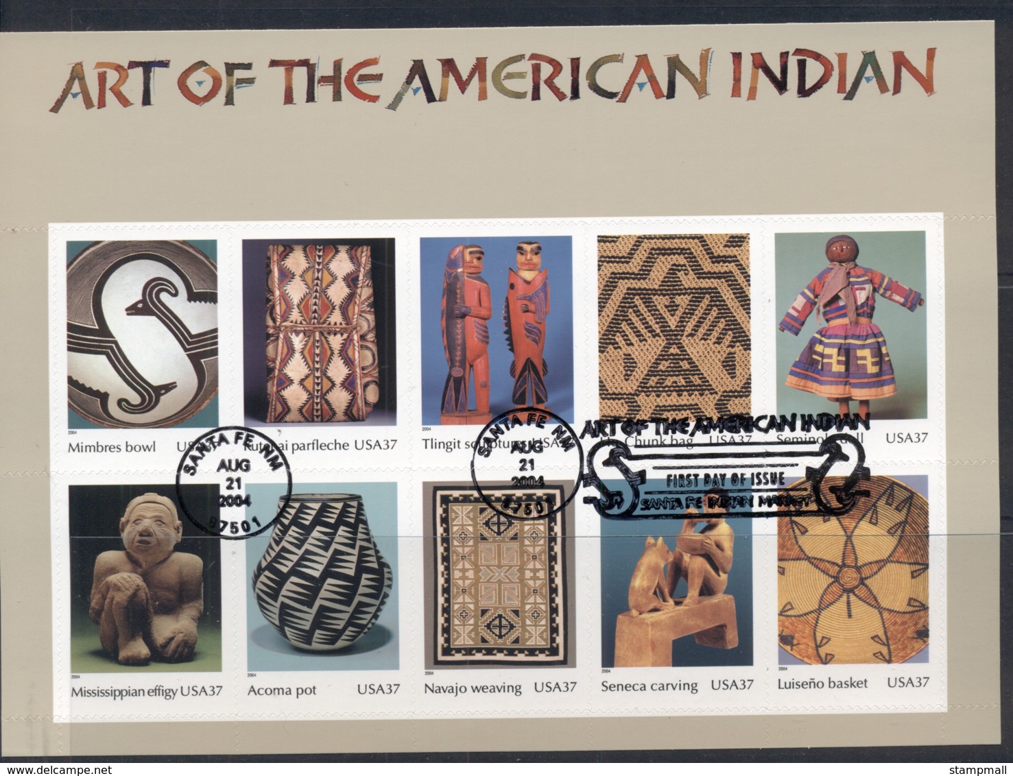 USA 2004 Sc#3873 Art Of The American Indian MS FU - Other & Unclassified