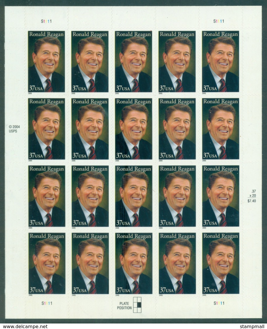 USA 2005 Sc#3897 Ronald Reagan Pane 20 MUH Lot33739 - Other & Unclassified