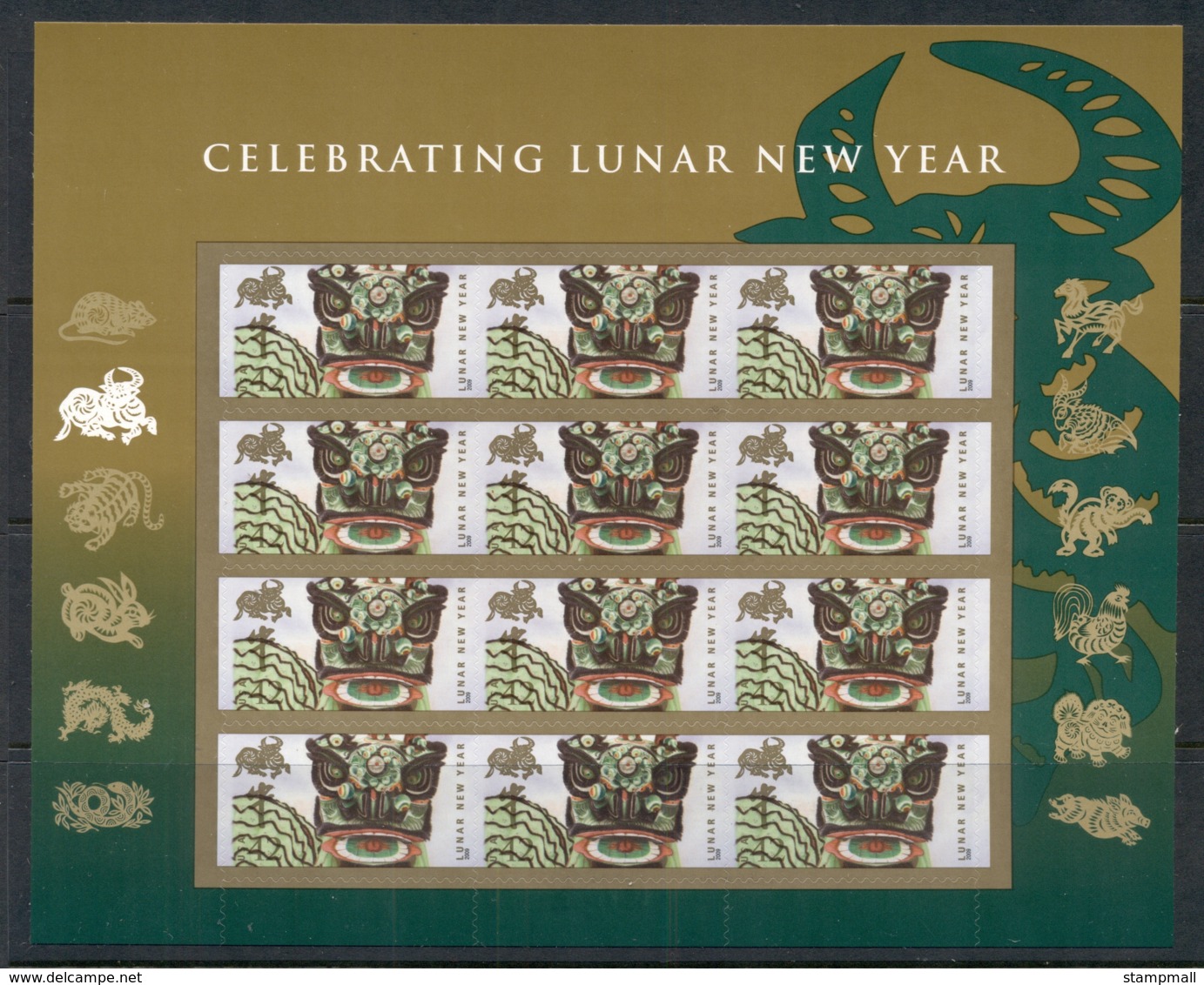 USA 2009 Sc#4375 Chinese New Year Ox Pane 12 MUH - Other & Unclassified