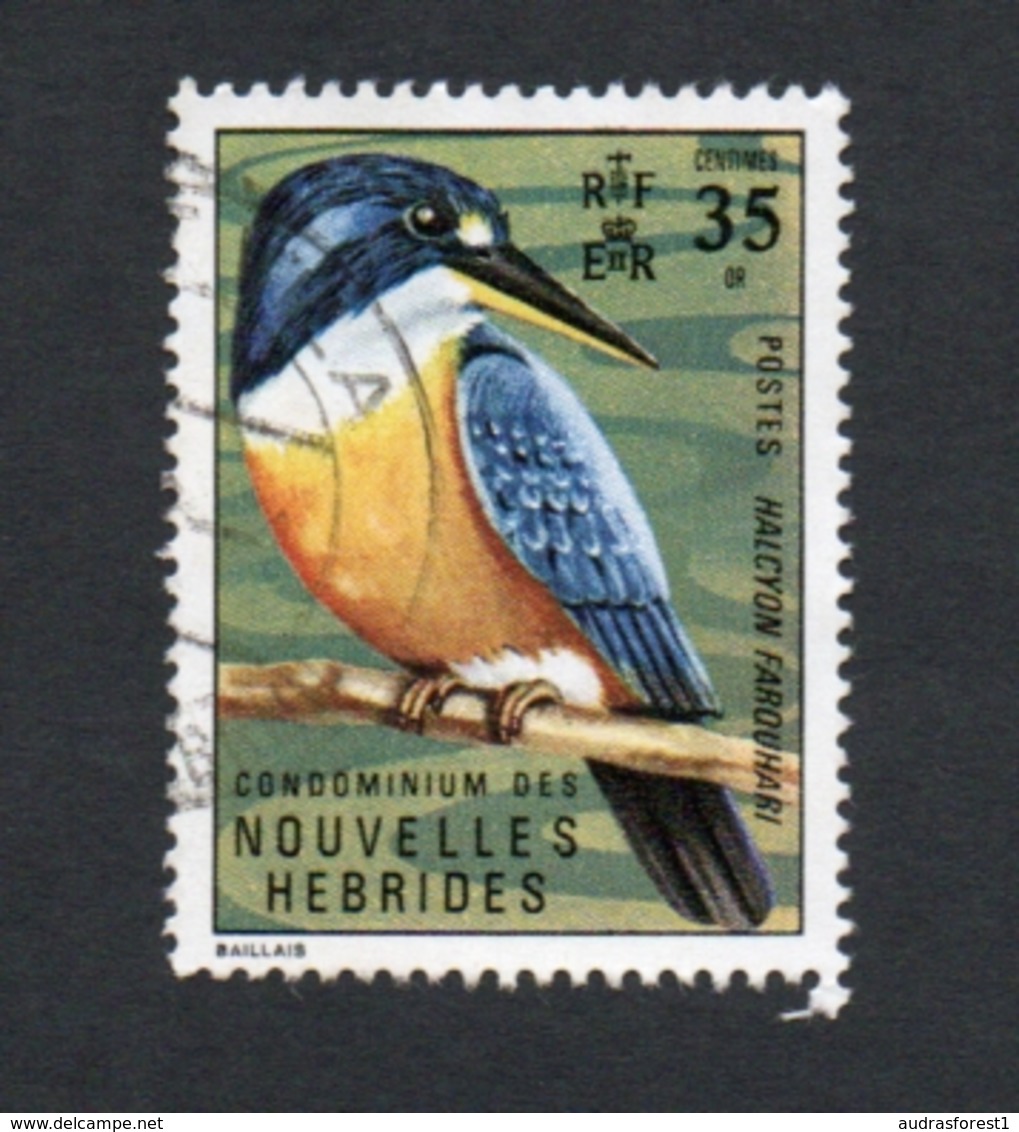 1972 Bird Orange Blue Kingfisher Nouvelles Hebrides 35c Yvert Tellier No. 332 Timbre Usagee, Sans Charniere - Gebruikt