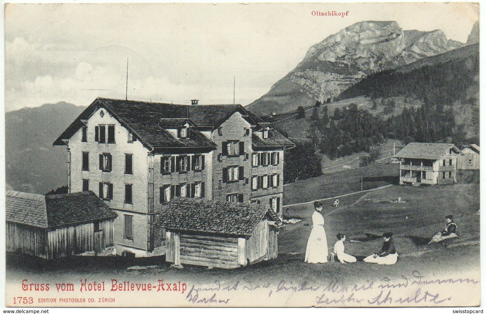 Gruss Vom Hotel Bellevue AXALP Gel. 1904 V. Giessbach Brienz N. Oberbrügge Stempel Hotel 9. Sep. 1904 - Brienz