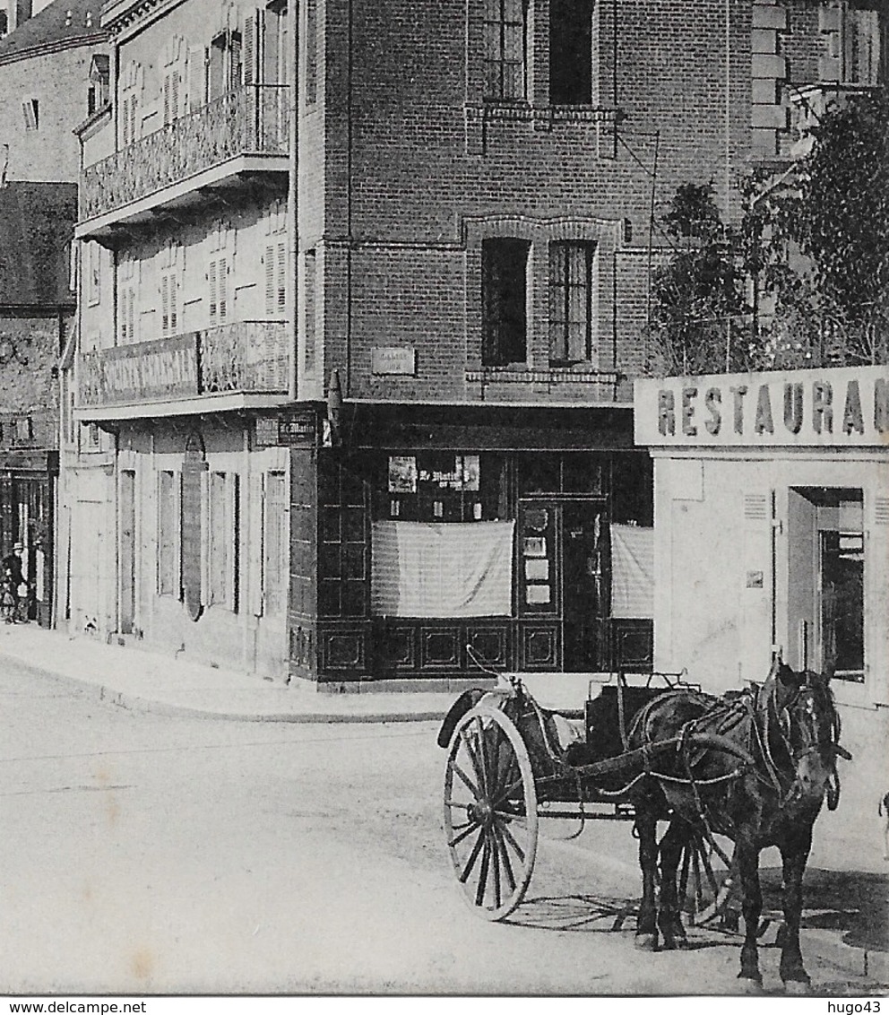 (RECTO / VERSO) MAYENNE EN 1912 - N° 27 - LE QUAI CARNOT AVEC ATTELAGE ET RESTAURANT - BEAU CACHET - CPA VOYAGEE - Mayenne