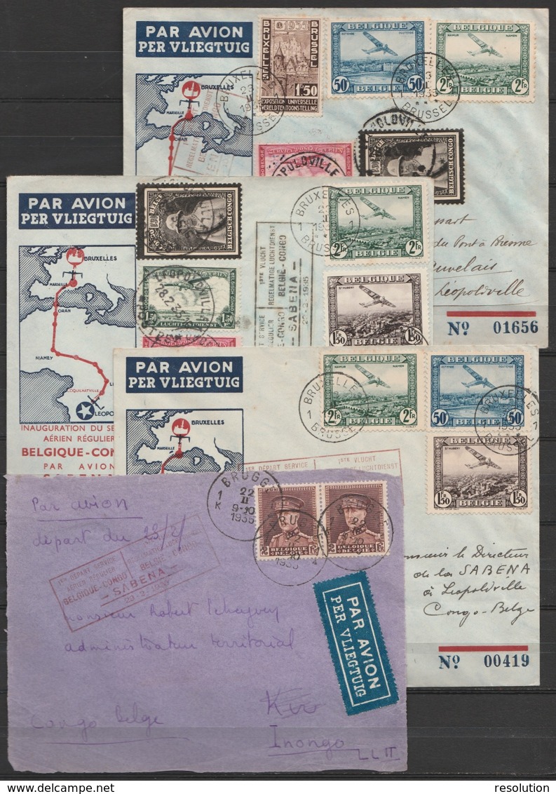 Collection De 47 Plis Poste Aérienne - Belgique & Congo - 1e Liaisons, Vols & Raids Spéciaux (Rubin, Hansez,…) - Superbe - Brieven En Documenten