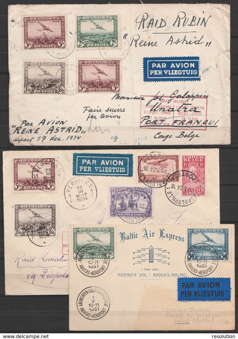 Collection de 47 plis Poste Aérienne - Belgique & Congo - 1e liaisons, vols & raids spéciaux (Rubin, Hansez,…) - superbe
