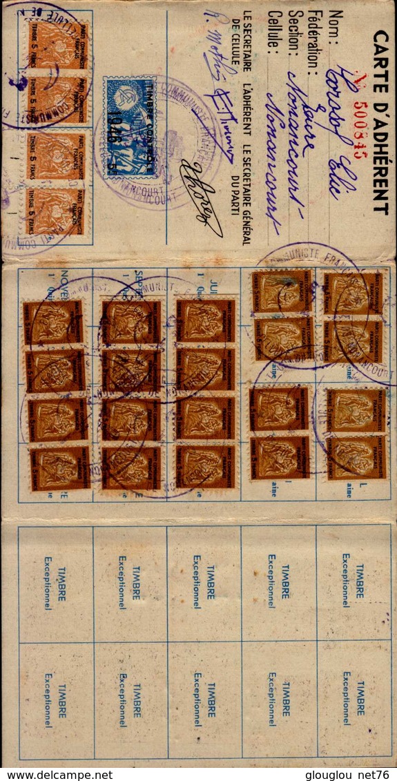 PARTI COMMUNUNISTE FRANCAIS  1946.. CARTE D'ADHERENT - Autres & Non Classés