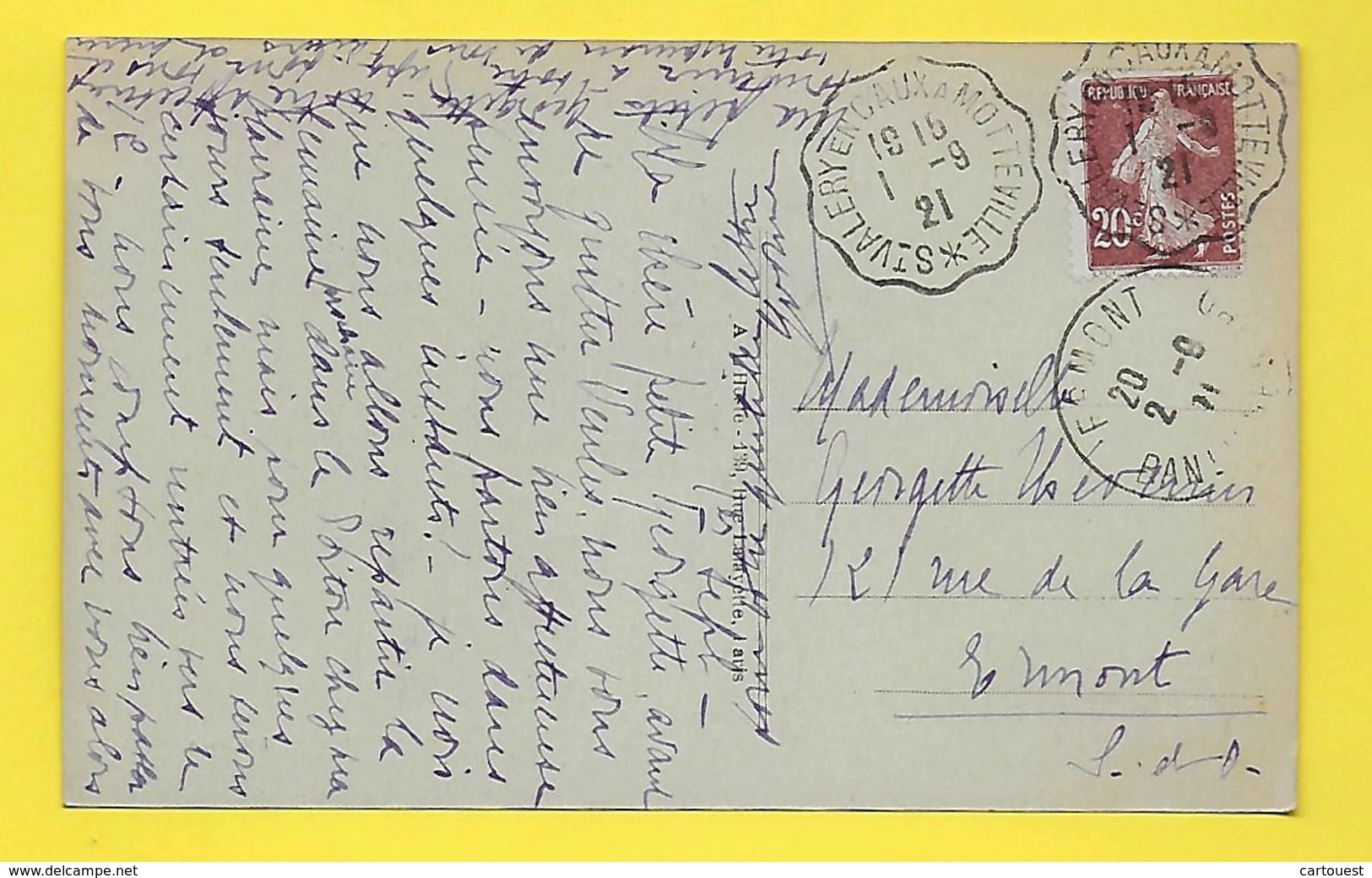 CPA 76 ֎ VEULES Les ROSE ֎ Cliché Grand Angle VILLA Et La Plage ¤¤ 1921 ¤¤ Sup. Oblitération C A D St Valéry En Caux - Veules Les Roses