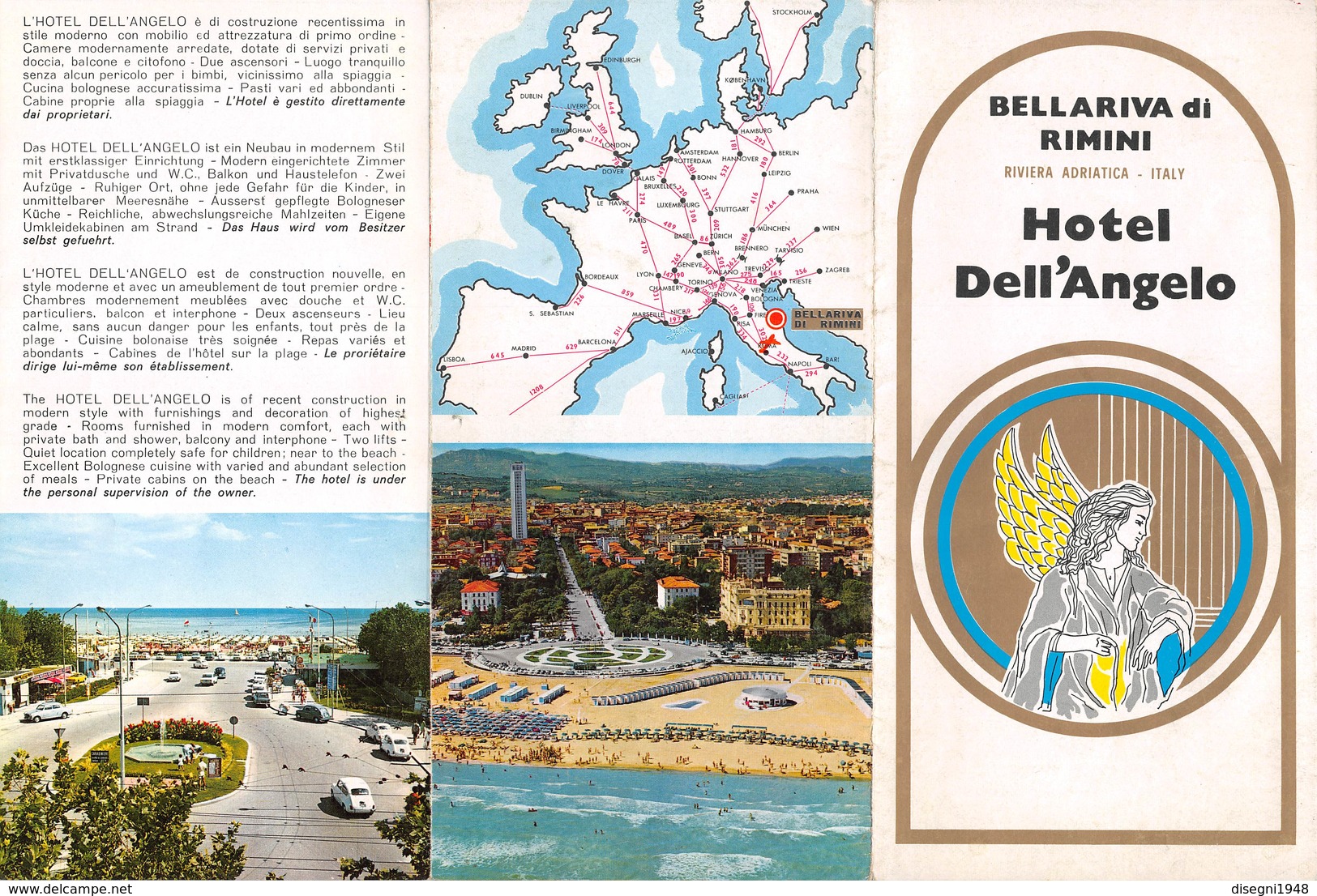 07610 "HOTEL DELL'ANGELO - BELLARIVA DI RIMINI (RN)" PIEGHEVOLE PUBBL. TURIST. ORIG. - Dépliants Turistici