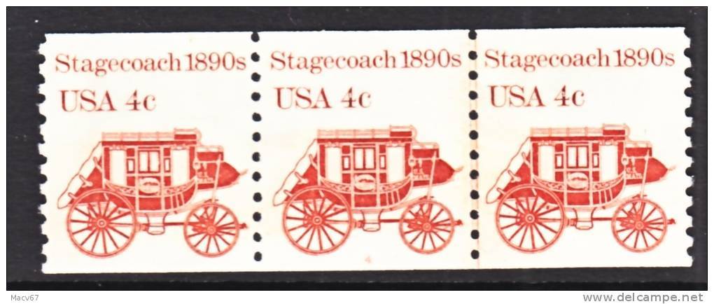 U.S. 1898 A X 3   Plate 4   **   STAGECOACH - Coils (Plate Numbers)