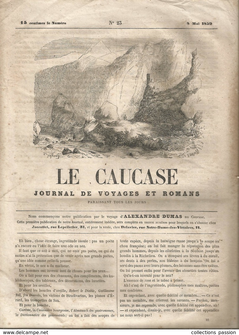 Journal De Voyages Et Romans , LE CAUCASE , N° 23 , 8 Mai 1859 , ALEXANDRE DUMAS , 8 Pages,  2 Scans, Frais Fr 2.25 E - 1850 - 1899