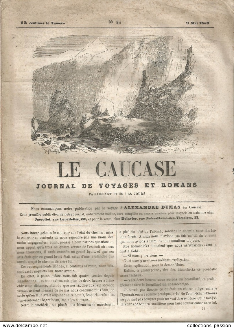 Journal De Voyages Et Romans , LE CAUCASE , N° 24 , 9 Mai 1859 , ALEXANDRE DUMAS , 8 Pages,  2 Scans, Frais Fr 2.25 E - 1850 - 1899