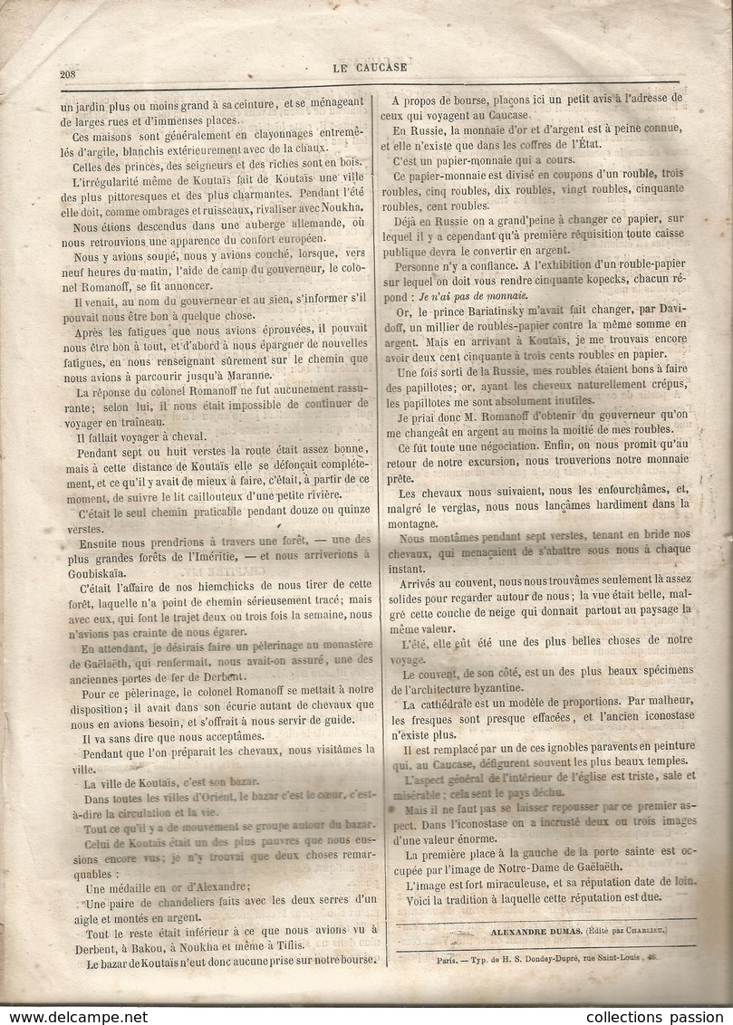 Journal De Voyages Et Romans , LE CAUCASE , N° 26, 11 Mai 1859 , ALEXANDRE DUMAS , 8 Pages,  2 Scans, Frais Fr 2.25 E - 1850 - 1899