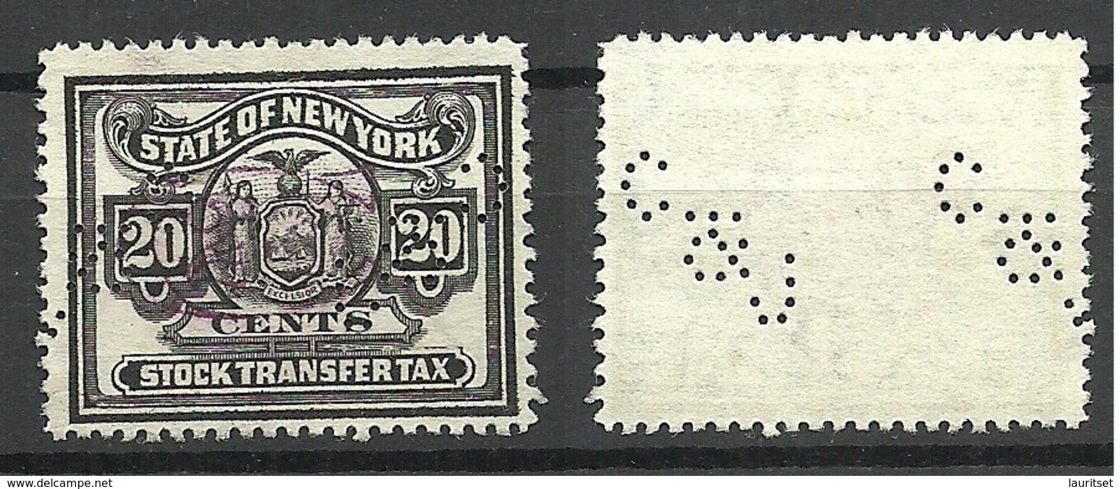 USA State Of New York Stock Transfer Tax 20 Cents, Used - Revenues