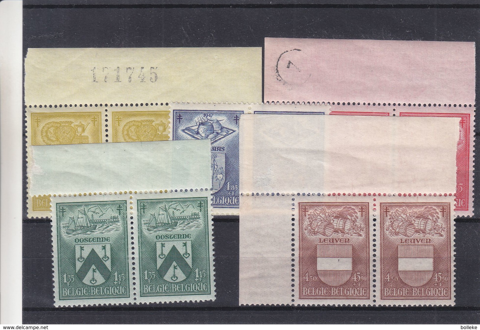 Armoiries - Belgique - COB 743 / 47 ** - En Paire - Leuven - Ostende - Mechelen - St Truiden - Dinant - Valeur 38 € - Timbres