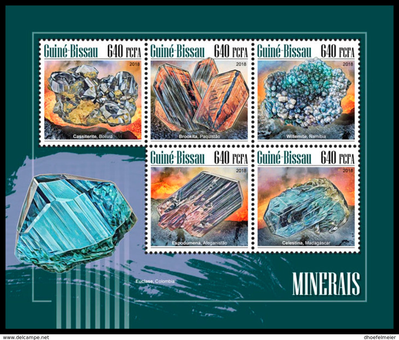 GUINEA BISSAU. 2018 **MNH Minerals Mineralien Mineraux M/S - OFFICIAL ISSUE - DH1848 - Minéraux