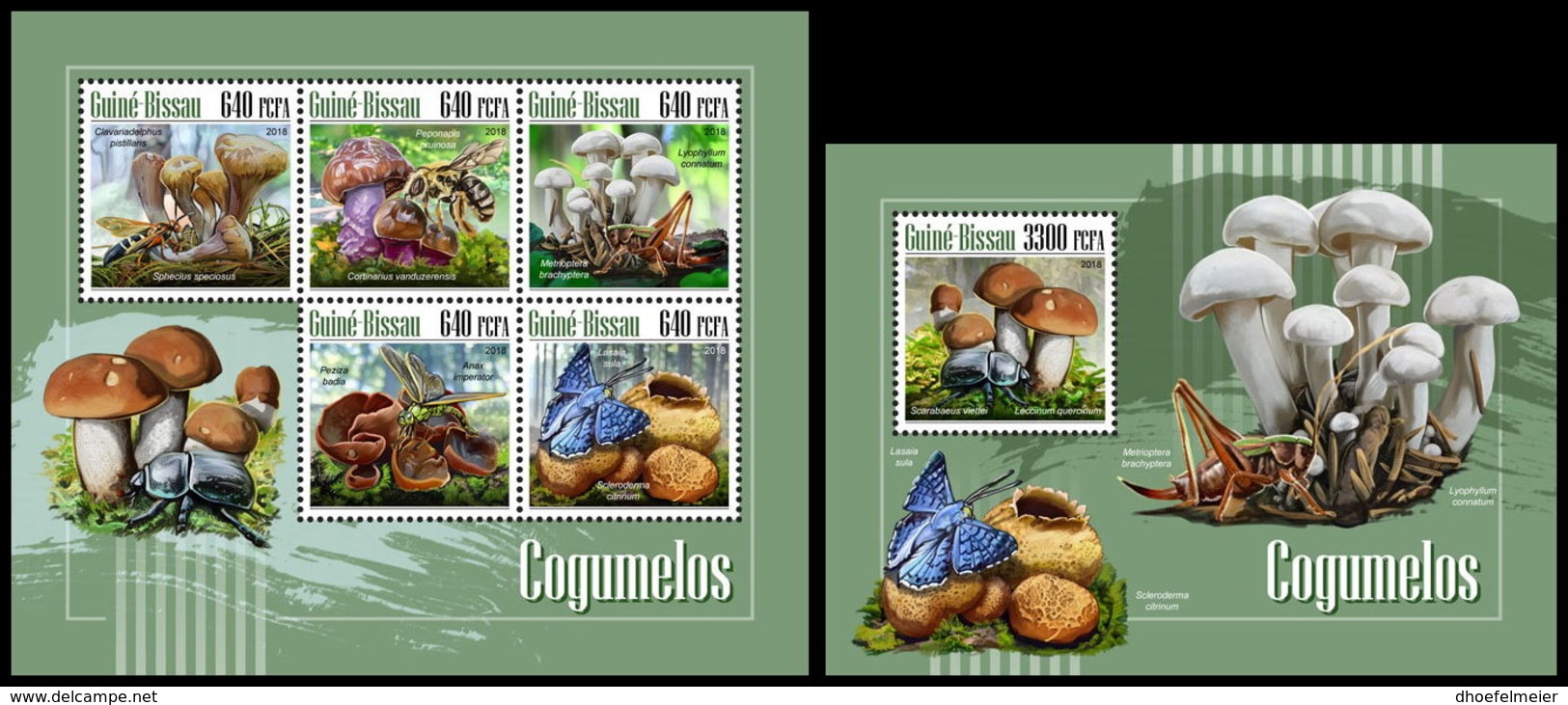 GUINEA BISSAU. 2018 **MNH Mushrooms Pilze Champignons M/S+S/S - OFFICIAL ISSUE - DH1848 - Champignons