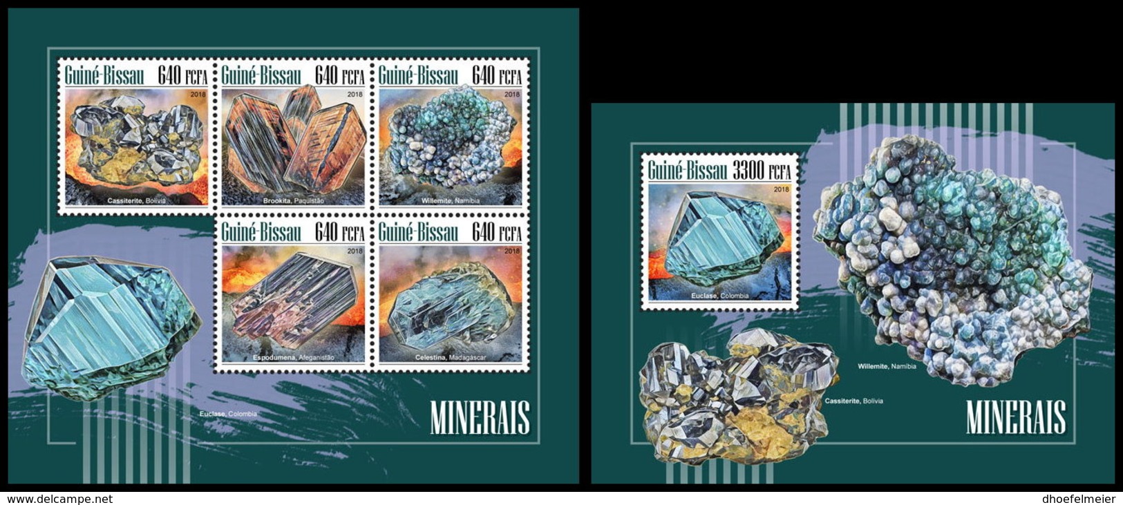 GUINEA BISSAU. 2018 **MNH Minerals Mineralien Mineraux M/S+S/S - IMPERFORATED - DH1848 - Minéraux