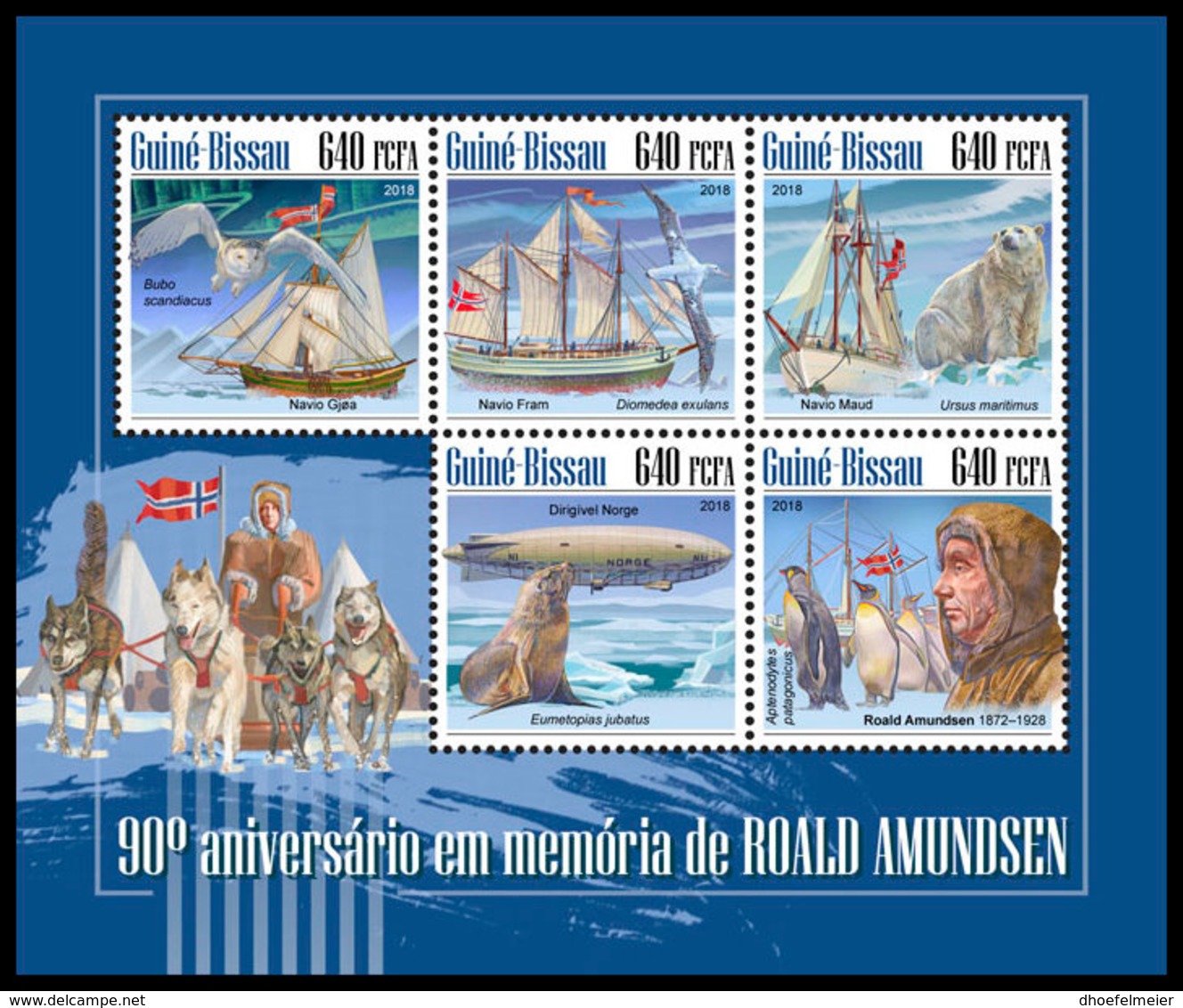 GUINEA BISSAU. 2018 **MNH Roald Amundsen M/S - IMPERFORATED - DH1848 - Explorateurs & Célébrités Polaires
