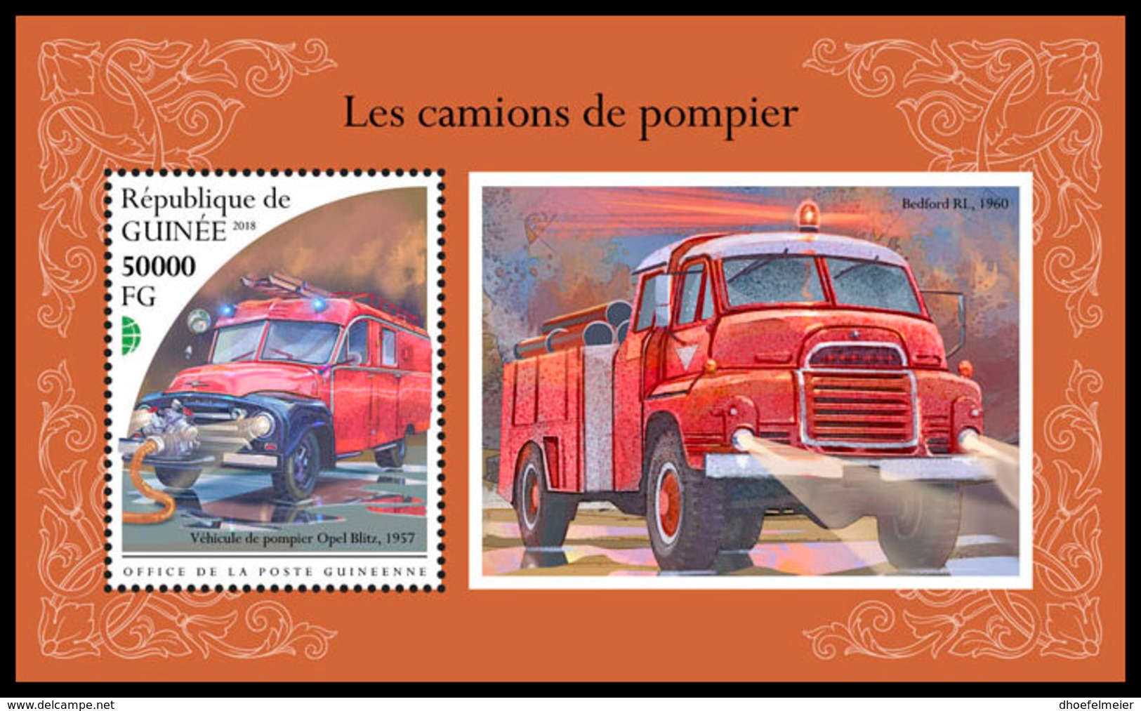 GUINEA REP. 2018 **MNH Fire Engines Feuerwehr Fahrzeuge Camions De Pompier S/S - OFFICIAL ISSUE - DH1848 - Sapeurs-Pompiers