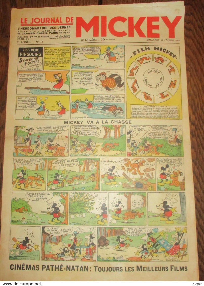 JOURNAL DE MICKEY N°18 Du 17 Fevrier 1935 - Journal De Mickey