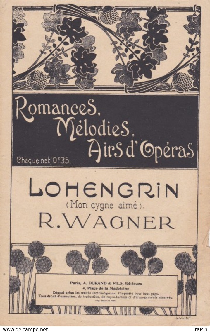 Romances Mélodies Airs D'Opéra  LOHENGRIN (Mon Cygne Aimé)  Richars Wagner Illust. H.Viollet  BE - Partitions Musicales Anciennes