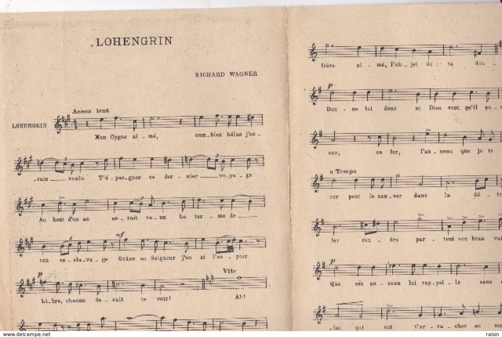 Romances Mélodies Airs D'Opéra  LOHENGRIN (Mon Cygne Aimé)  Richars Wagner Illust. H.Viollet  BE - Partitions Musicales Anciennes