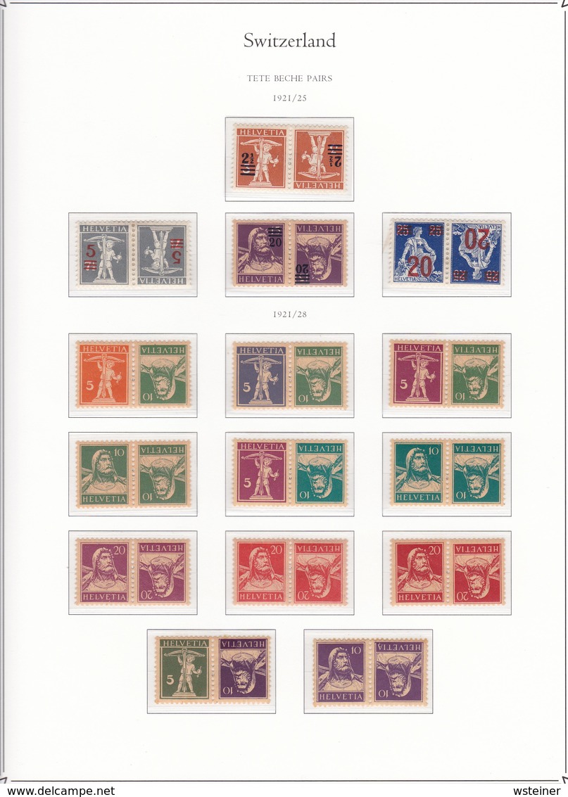 Switzerland Tete-beche Issues. Zumstein Catalog $2470. - Se-Tenant