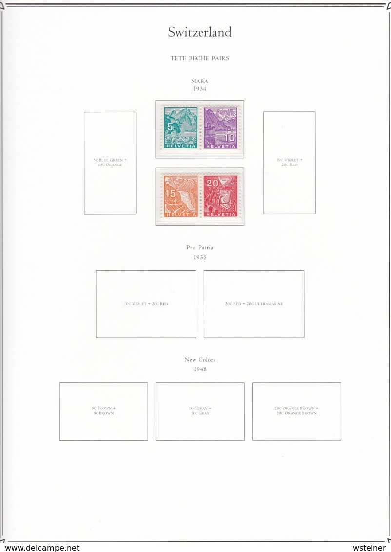 Switzerland Tete-beche issues. Zumstein catalog $2470.