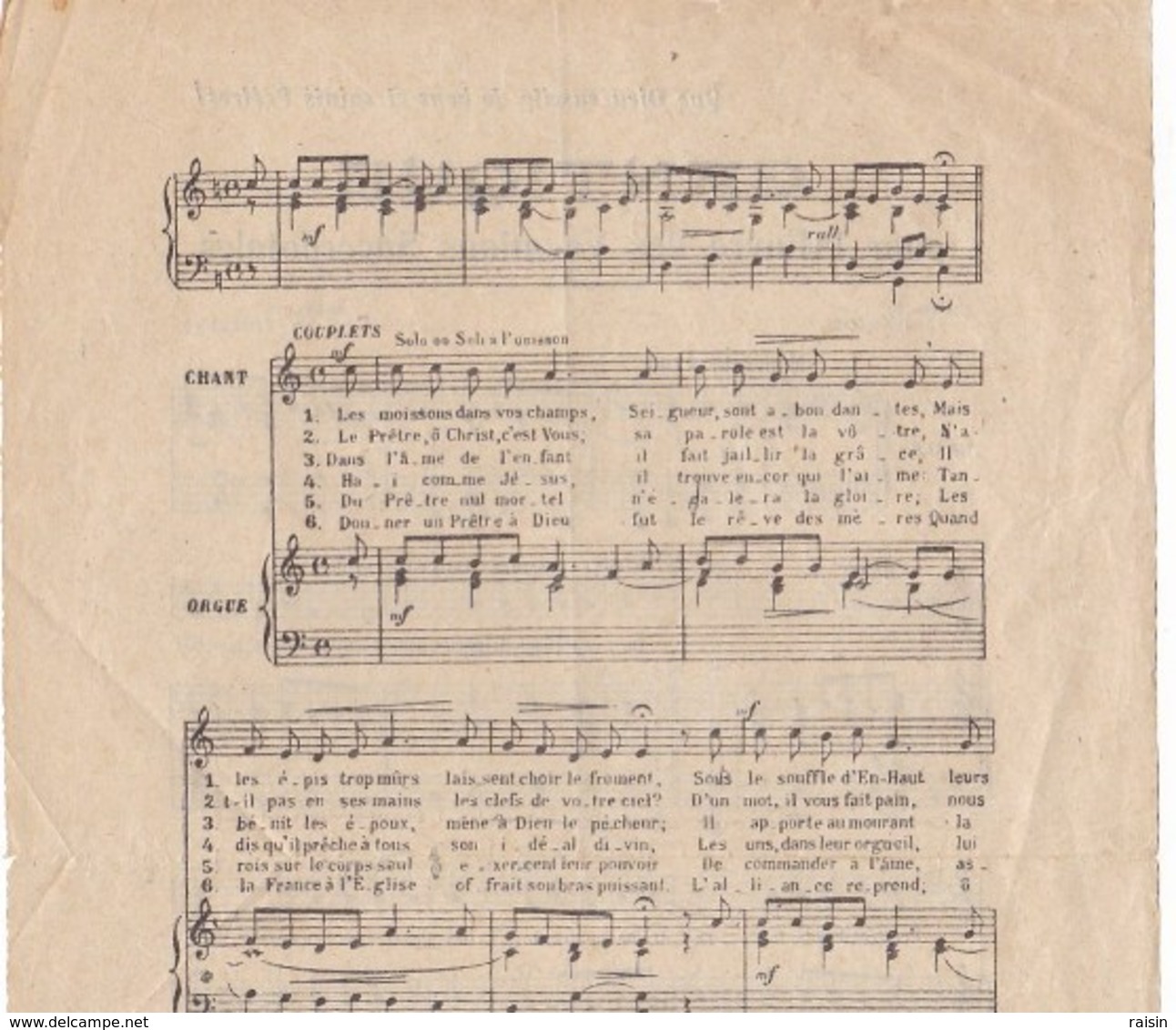 Cantique Pour L'Oeuvre Des Vocations Sacerdotales (Almanach Diocèse Montauban 1923) Paroles J.Gaston Musique A.Tisseire - Partitions Musicales Anciennes