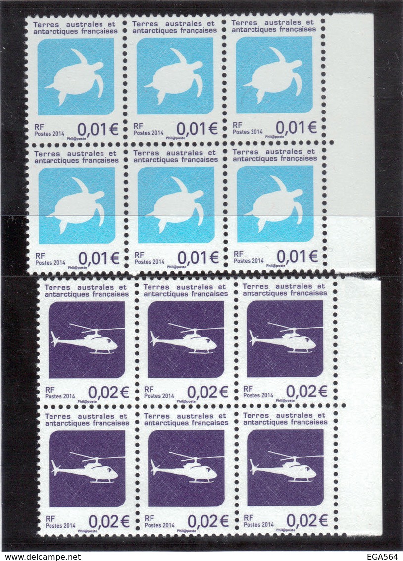 V7 - TAAF - 705 Et 706 ** MNH De 2014 En Bloc De 6 - TORTUE Et HELICOPTERE. - Neufs