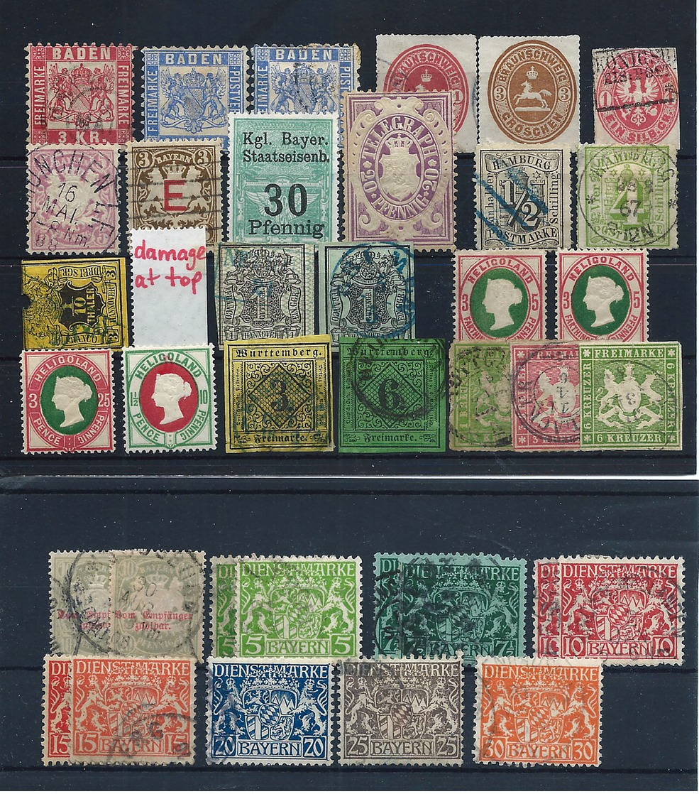 Germany ,ancient German States (Baden,Hamburg,Hannover,Wuerttemberg Etc.) , Lot On 2 Stock-cards(as Per Scan) - Sammlungen