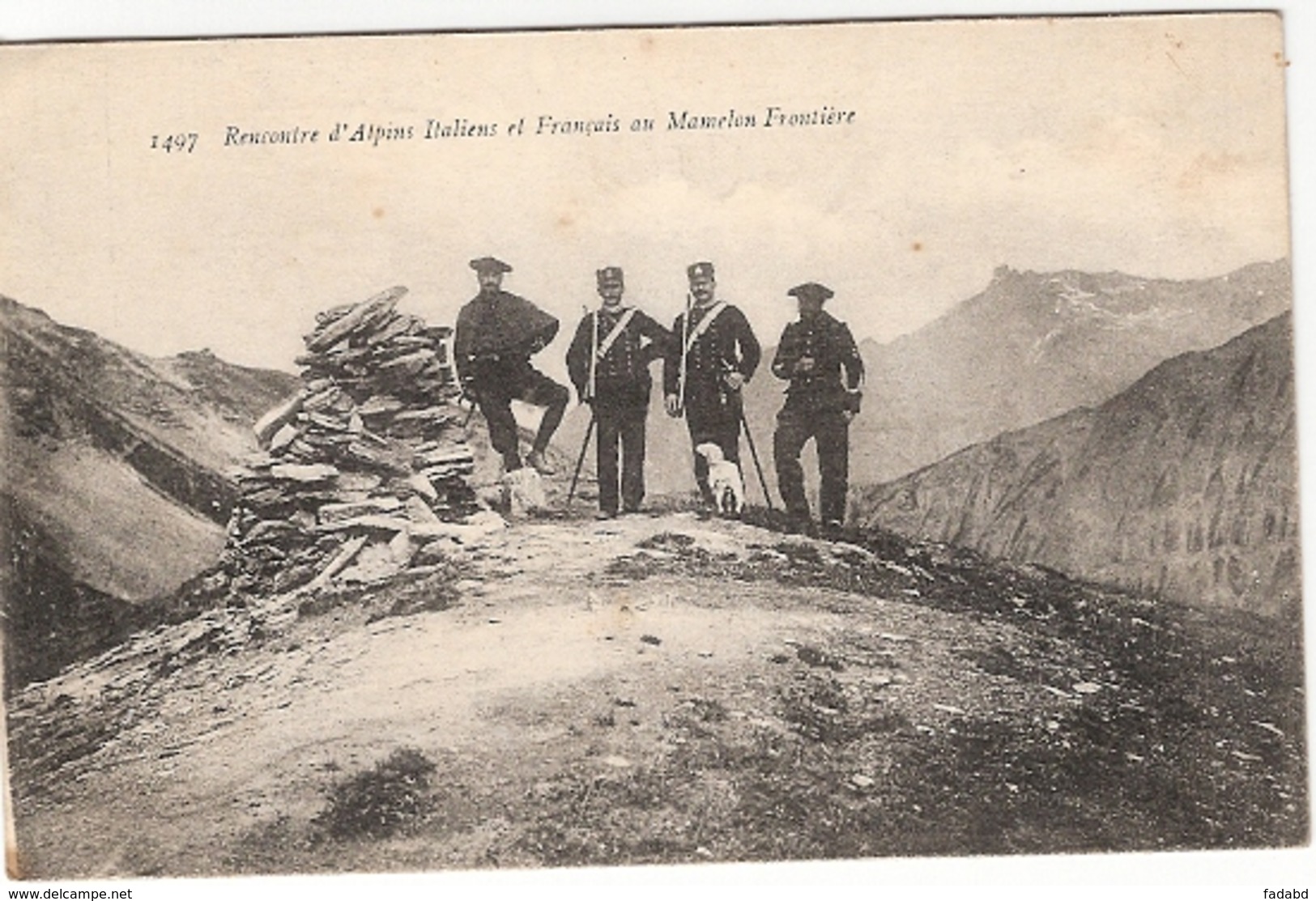 RENCONTRE D ALPINS ITALIENS ET FRANCAIS AU MAMELON FRONTIERE ECRIS - Guerre 1914-18