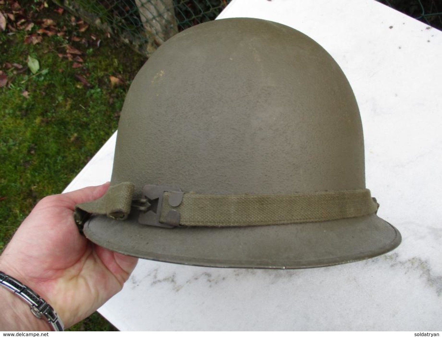 Casque Lourd M-51 /1951 Français Daté 1953 Indo Algérie Jugulaire Accrochées Comme Us Ww2 Indochine - Casques & Coiffures