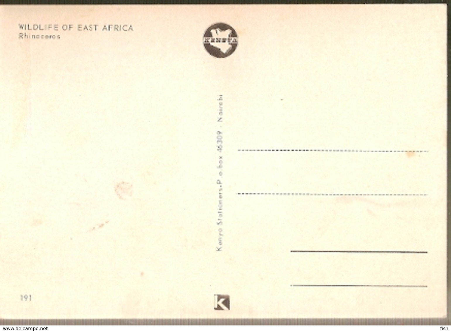 Zimbabwe & Maxi Card,  East African Wild Life, Black Rhinoceros, Diceros Bicornis Harare (191) - Zimbabwe (1980-...)