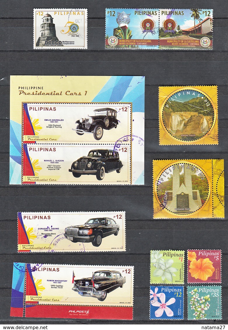 Filippine Philippines Philippinen Pilipinas 2018 Cars, Flowers, Ordinary 13 Stamps - USED - Filippine