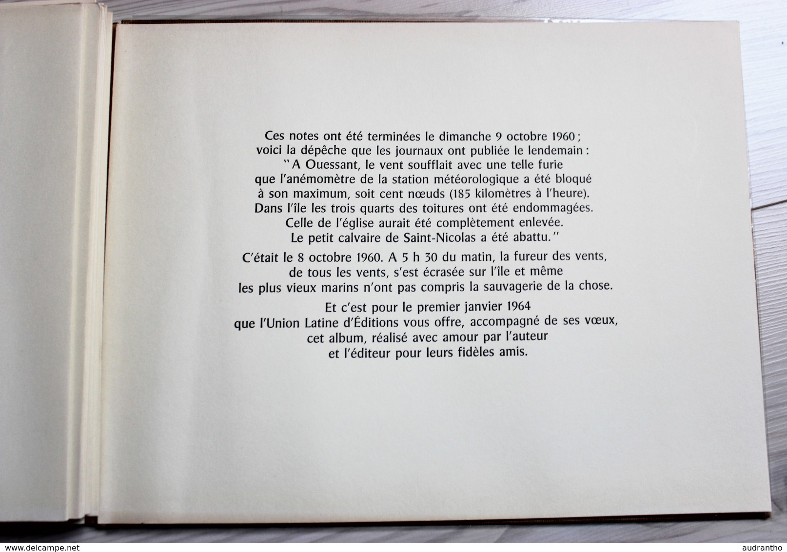 beau livre 1964 Finistère Finis Terrae Notes sur Ouessant dédicace Jean Chièze belles gravures Queffelec