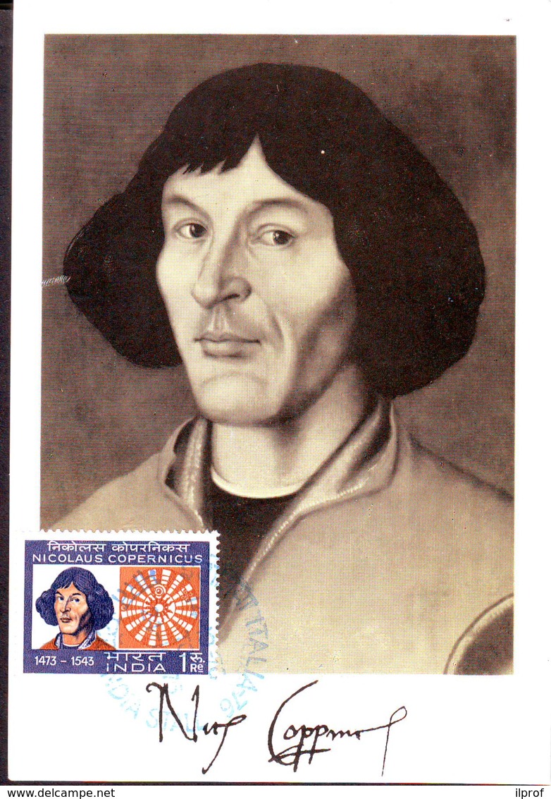 Nicolaus Copernicus Portrait   Maximum Card 1976 India - Storia Postale