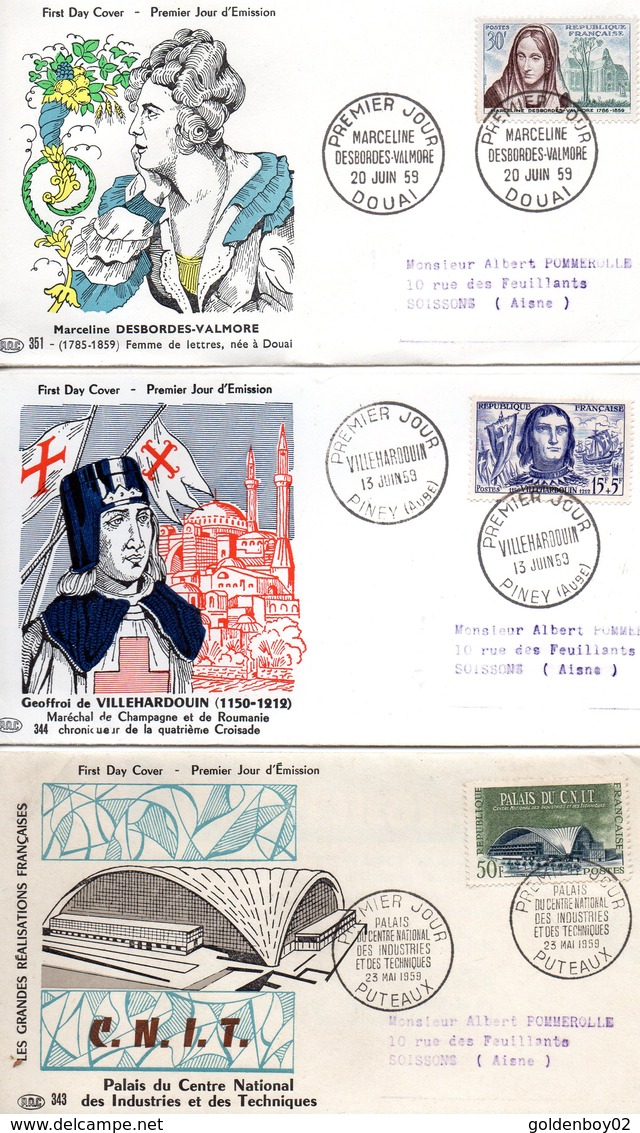 Lot 3 Enveloppes Premier Jour 1959 - 1950-1959