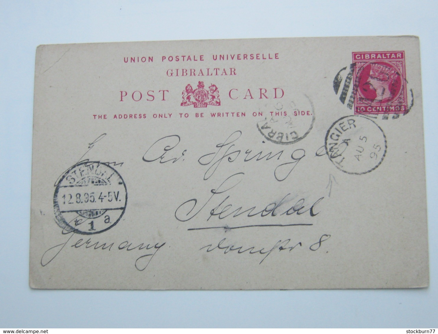 1895 , TANGIER , Klarer Stempel Auf Ganzsache  To Germany, Much Written Message On Backside - Gibraltar